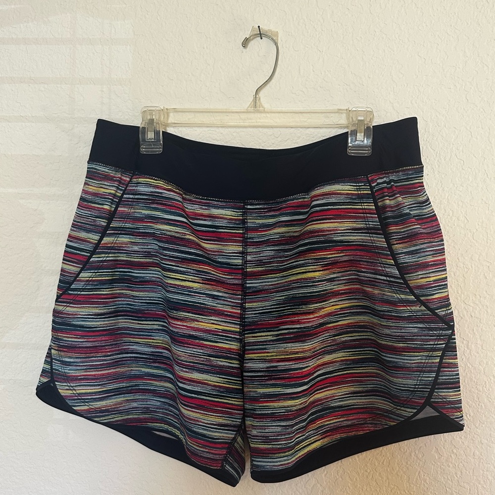 Lands' End Multicolor Striped Women’s Swim Shorts with Black Trim